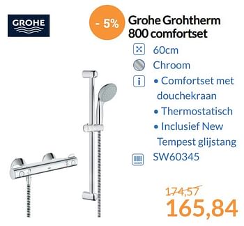 Promoties Grohe grohtherm 800 comfortset - Grohe - Geldig van 01/09/2017 tot 30/09/2017 bij Sanitairwinkel