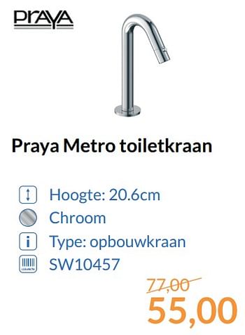 Promoties Praya metro toiletkraan - Praya - Geldig van 01/09/2017 tot 30/09/2017 bij Sanitairwinkel