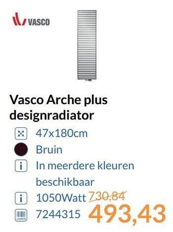 Promoties Vasco arche plus designradiator - Vasco - Geldig van 01/09/2017 tot 30/09/2017 bij Sanitairwinkel