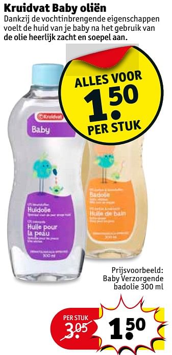 Missend Leidingen Continentaal Huismerk - Kruidvat Baby verzorgende badolie - Promotie bij Kruidvat