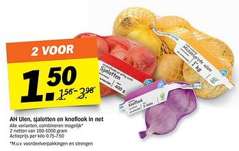 Albert Heijn promotie: Uien, sjalotten en knoflook in net - Huismerk