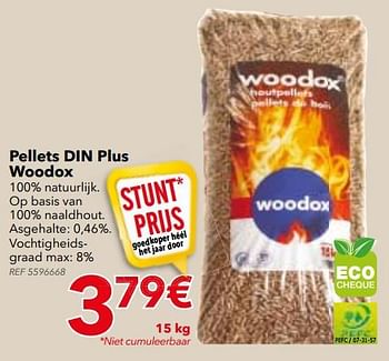 Promoties Pellets din plus woodox - Woodox - Geldig van 29/08/2017 tot 25/09/2017 bij BricoPlanit