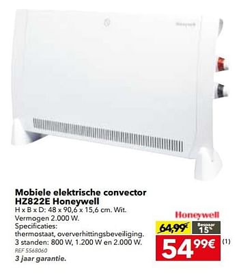 Promotions Mobiele elektrische convector hz822e honeywell - Honeywell - Valide de 29/08/2017 à 25/09/2017 chez BricoPlanit