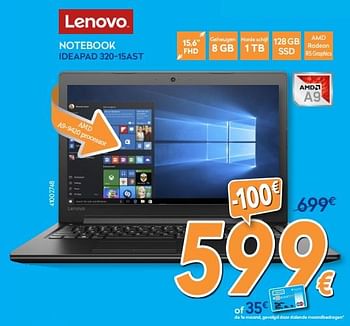 Promoties Lenovo notebook ideapad 320-15ast - Lenovo - Geldig van 28/08/2017 tot 27/09/2017 bij Krefel