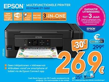 Promoties Epson multifunctionele printer ecotank et-2650 - Epson - Geldig van 28/08/2017 tot 27/09/2017 bij Krefel