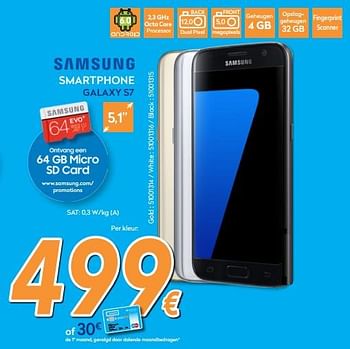 Promotions Samsung smartphone galaxy s7 - Samsung - Valide de 28/08/2017 à 27/09/2017 chez Krefel