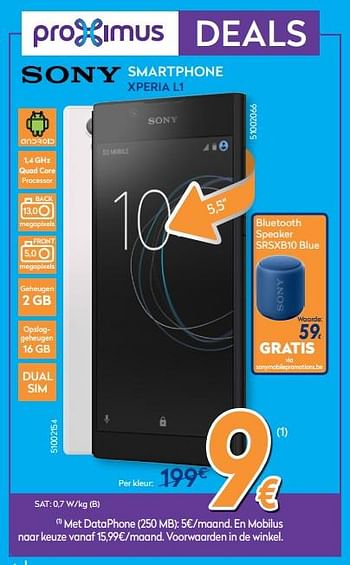 Promotions Sony smartphone xperia l1 - Sony - Valide de 28/08/2017 à 27/09/2017 chez Krefel