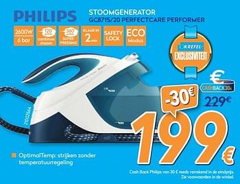 Promotions Philips stoomgenerator gc8715-20 perfectcare performer - Philips - Valide de 28/08/2017 à 27/09/2017 chez Krefel