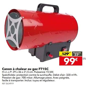 Promoties Canon à chaleur au gaz ft15c - Perel - Geldig van 29/08/2017 tot 25/09/2017 bij BricoPlanit
