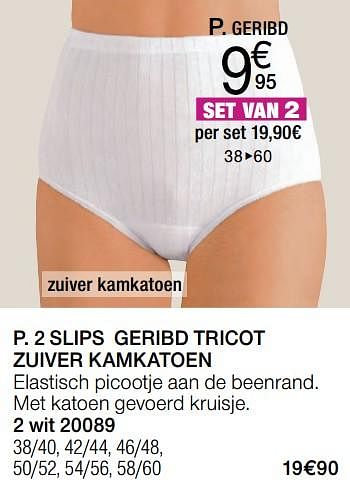 Promoties 2 slips geribd tricot zuiver kamkatoen - Huismerk - Damart - Geldig van 14/08/2017 tot 31/12/2017 bij Damart