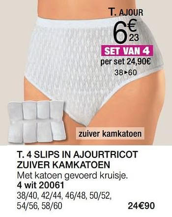 Promoties 4 slips in ajourtricot zuiver kamkatoen - Huismerk - Damart - Geldig van 14/08/2017 tot 31/12/2017 bij Damart