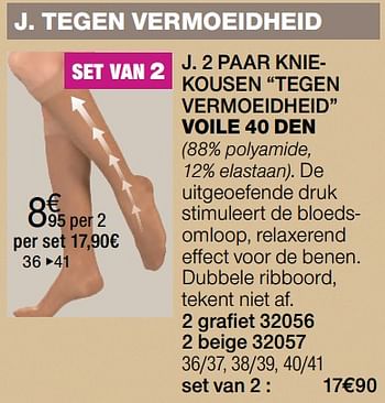 Promoties 2 paar kniekousen tegen vermoeidheid voile 40 den - Huismerk - Damart - Geldig van 14/08/2017 tot 31/12/2017 bij Damart