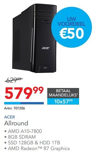Promoties Acer desktop allround - Acer - Geldig van 23/08/2017 tot 03/09/2017 bij Auva