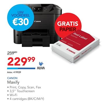 Promoties Canon printer maxify - Canon - Geldig van 23/08/2017 tot 03/09/2017 bij Auva