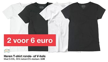 Promoties Heren t-shirt ronde- of v-hals - Huismerk - Zeeman  - Geldig van 26/08/2017 tot 02/09/2017 bij Zeeman