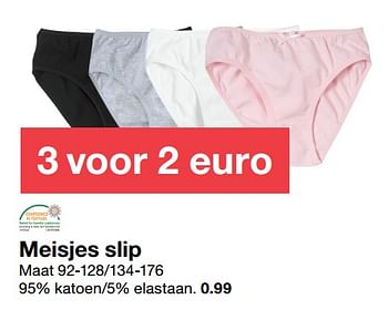 Promoties Meisjes slip - Huismerk - Zeeman  - Geldig van 26/08/2017 tot 02/09/2017 bij Zeeman