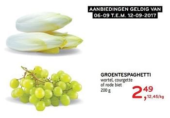 Promoties Groentespaghetti wortel, courgette of rode biet - Huismerk - Alvo - Geldig van 06/09/2017 tot 12/09/2017 bij Alvo