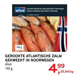 Promotions Gerookte atlantische zalm gekweekt in noorwegen alvo - Produit maison - Alvo - Valide de 06/09/2017 à 19/09/2017 chez Alvo