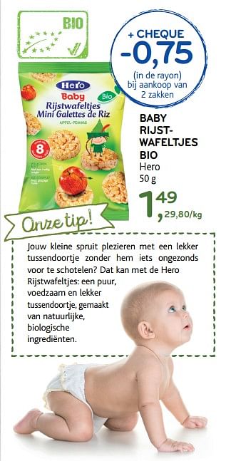 Promoties Baby rijstwafeltjes bio hero - Hero - Geldig van 06/09/2017 tot 19/09/2017 bij Alvo