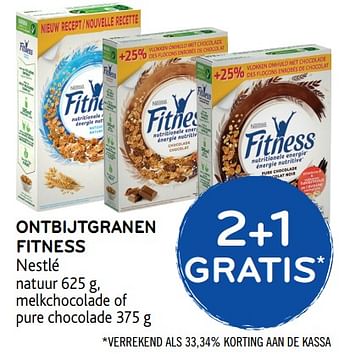Promoties 2+1 gratis ontbijtgranen fitness nestlé - Nestlé - Geldig van 06/09/2017 tot 19/09/2017 bij Alvo