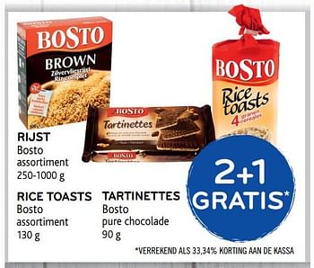 Promoties 2+1 gratis rijst bosto assortiment - Bosto - Geldig van 06/09/2017 tot 19/09/2017 bij Alvo