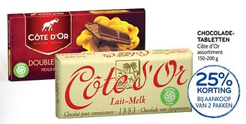 Promoties Chocoladetabletten côte d`or assortiment - Cote D'Or - Geldig van 06/09/2017 tot 19/09/2017 bij Alvo