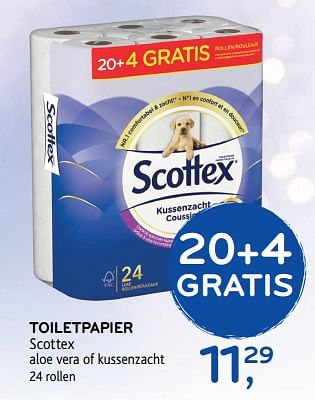 Promoties Toiletpapier scottex aloe vera of kussenzacht - Scottex - Geldig van 06/09/2017 tot 19/09/2017 bij Alvo