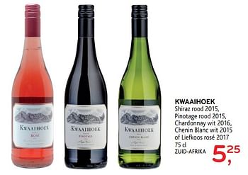 Promoties Kwaaihoek shiraz rood 2015 - Rode wijnen - Geldig van 06/09/2017 tot 19/09/2017 bij Alvo