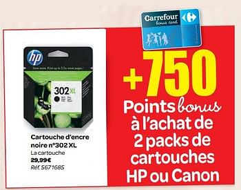 Promotions Hp cartouche d`encre noire n°302 xl - HP - Valide de 23/08/2017 à 04/09/2017 chez Carrefour