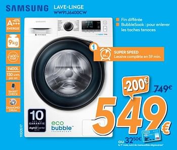 Promotions Samsung lave-linge ww91j6400cw - Samsung - Valide de 28/08/2017 à 27/09/2017 chez Krefel