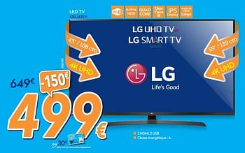 Promoties Lg led tv 43uj635v - LG - Geldig van 28/08/2017 tot 27/09/2017 bij Krefel