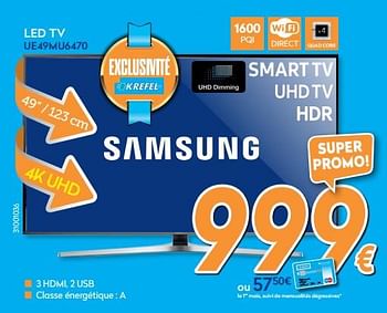 Promoties Samsung led tv ue49mu6470 - Samsung - Geldig van 28/08/2017 tot 27/09/2017 bij Krefel