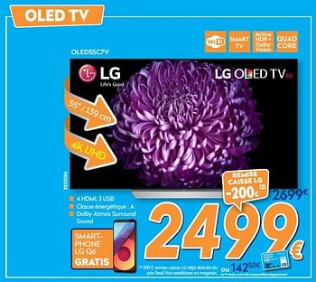 Promotions Lg led tv oled55c7v - LG - Valide de 28/08/2017 à 27/09/2017 chez Krefel