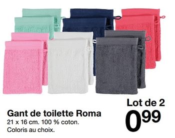 Promotions Gant de toilette roma - Produit maison - Zeeman  - Valide de 29/08/2017 à 29/08/2018 chez Zeeman
