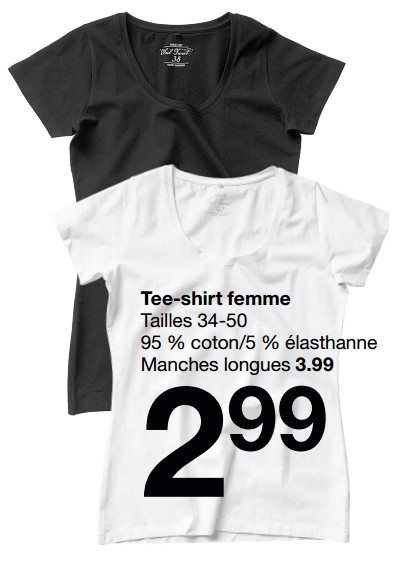 Promotions Tee-shirt femme - Produit maison - Zeeman  - Valide de 29/08/2017 à 29/08/2018 chez Zeeman
