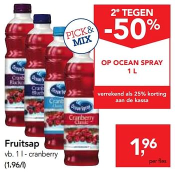 Promoties Fruitsap cranberry - Ocean Spray - Geldig van 06/09/2017 tot 19/09/2017 bij Makro