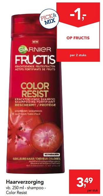 Promoties Haarverzorging shampoo - color resist - Garnier - Geldig van 06/09/2017 tot 19/09/2017 bij Makro