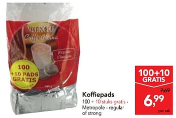 Promoties Koffiepads - Métropole - Geldig van 06/09/2017 tot 19/09/2017 bij Makro