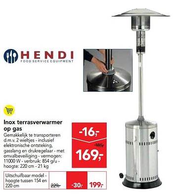 Promoties Inox terrasverwarmer op gas - Hendi - Geldig van 06/09/2017 tot 19/09/2017 bij Makro