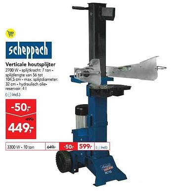 Promoties Scheppach verticale houtsplijter - Scheppach - Geldig van 06/09/2017 tot 19/09/2017 bij Makro