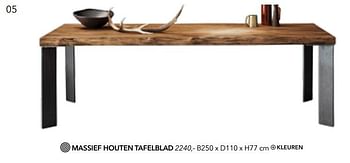 Promotions Massief houten tafelblad - Huismerk - Deba Meubelen - Valide de 24/08/2017 à 28/02/2018 chez Deba Meubelen