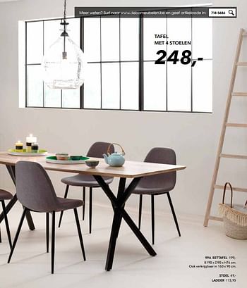Promotions Tafel met 4 stoelen - Huismerk - Deba Meubelen - Valide de 24/08/2017 à 28/02/2018 chez Deba Meubelen