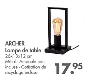 Promotions Archer lampe de table - Produit maison - Casa - Valide de 28/08/2017 à 01/10/2017 chez Casa