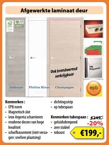Promoties Afgewerkte laminaat deur - Huismerk - Bouwcenter Frans Vlaeminck - Geldig van 03/09/2017 tot 30/09/2017 bij Bouwcenter Frans Vlaeminck