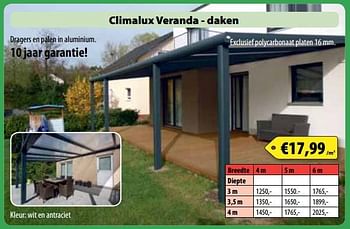 Promoties Climalux veranda - daken - Huismerk - Bouwcenter Frans Vlaeminck - Geldig van 03/09/2017 tot 30/09/2017 bij Bouwcenter Frans Vlaeminck