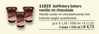 Promotions Bomistery bekers vanille en chocolade - Produit maison - Bofrost - Valide de 01/09/2017 à 28/02/2018 chez Bofrost