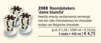 Promoties Roomijsbekers dame blanche - Huismerk - Bofrost - Geldig van 01/09/2017 tot 28/02/2018 bij Bofrost