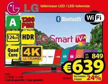 Promotions Lg téléviseur led - led-televisie 49uj635v - LG - Valide de 01/09/2017 à 30/09/2017 chez ElectroStock