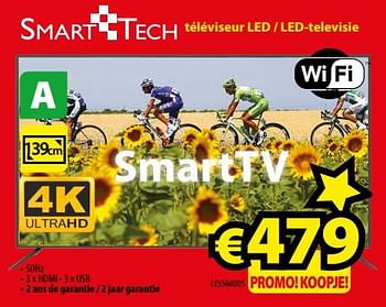 Promoties Smart tech téléviseur led - led-televisie le5566uds - Smart Tech - Geldig van 01/09/2017 tot 30/09/2017 bij ElectroStock