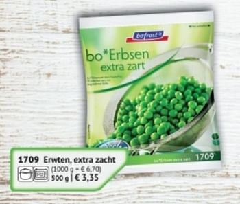 Promotions Erwten, extra zacht - Produit maison - Bofrost - Valide de 01/09/2017 à 28/02/2018 chez Bofrost